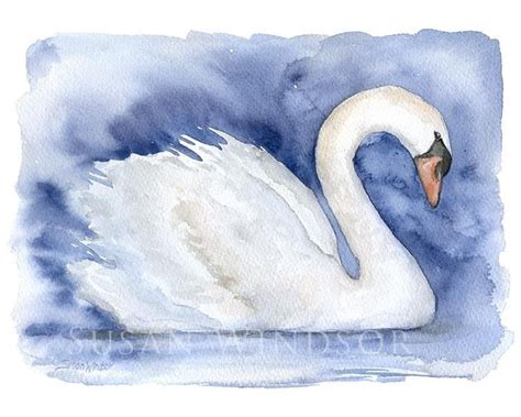 Swan Original Watercolor Painting Swan Painting Watercolor Paintings