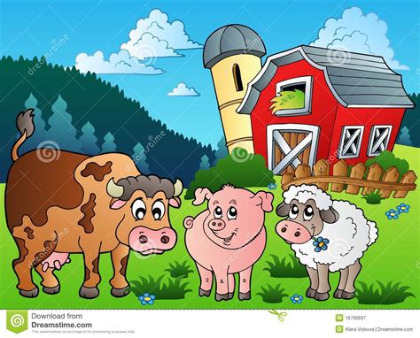 Three Farm Animals Near Barn Royalty Free Stock Photography Image 16790697