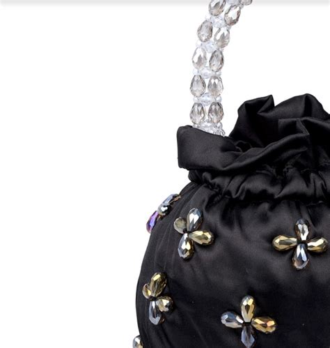 Twinkle Twinkle Satin Beaded Bag 〰 Black Suryodesign