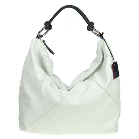 Laura Di Maggio Italian Made White Leather Large Shoulder Hobo Bag
