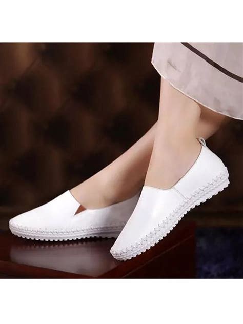 White Leather Flat Shoes White Leather Flats Leather