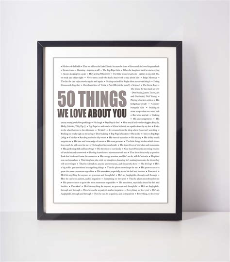 50 Things We Love About You 50th Birthday Brother 50th Etsy Uk