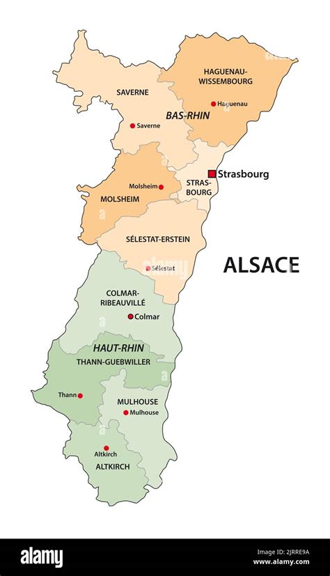 Administrative Map Of The French Cultural Region Alsace Stock Photo Alamy