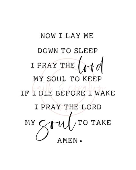 Now I Lay Me Down To Sleep Prayer Printable Christian Etsy Uk