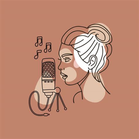Young Woman Holding Microphone And Singing Illustrations Royalty Free