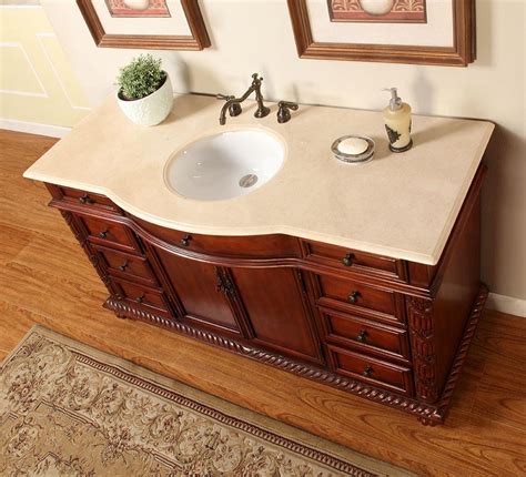 Silkroad 60 Traditional Single Sink Bathroom Vanity Tuscan Basins