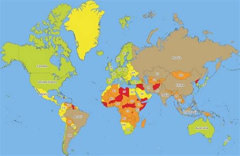 This Color Map Reveals The Worlds Most And Least Dangerous Countries