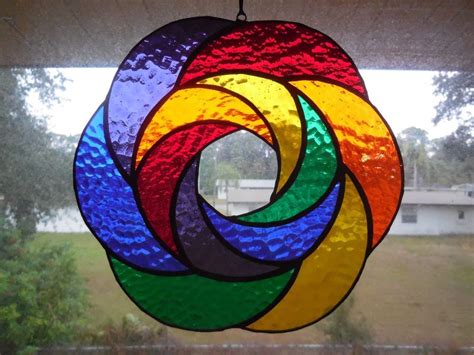 Handmade Rainbow Geometric Abstract Stained Glass Suncatcher Art Home And Garden Home Décor