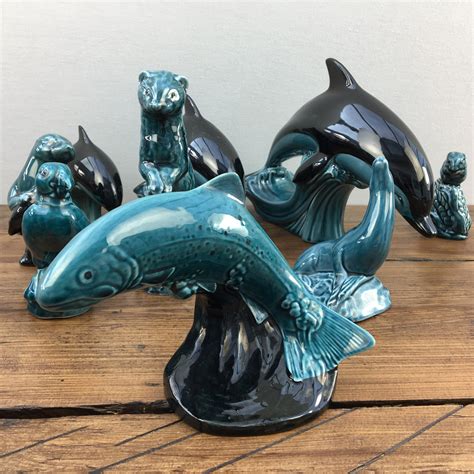 Poole Pottery Figures Blue Dolphin Glaze Tagged Animals Mrpottery