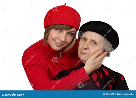Happy Grandmother And Granddaughter With Berets Picture Image 5043650