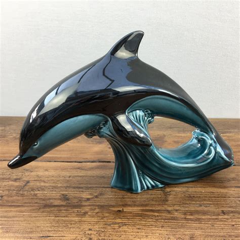 Poole Pottery Blue Dolphin Glaze Dolphin Large Mrpottery