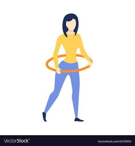 Slim Woman Twirling Hula Hoop Around Her Waist Vector Image