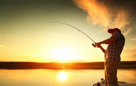 Wallpaper Light Sunset Water Man Fishing Images For Desktop