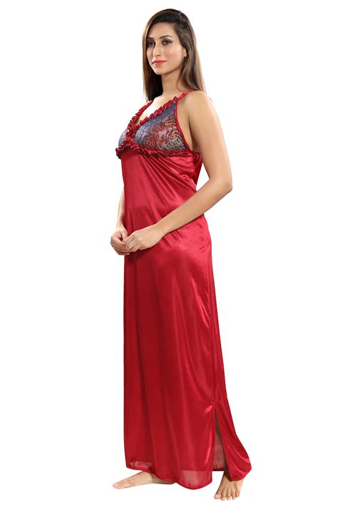 Buy Be You Maroon Geometric Print Women Nighty With Robe 2 Pieces Nighty Set Online ₹669