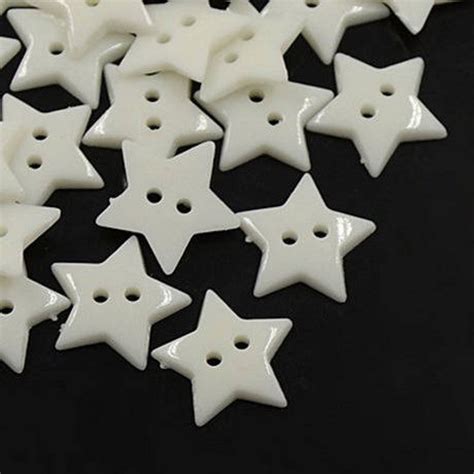 Set Of 20 New 19 Mm White Star Buttons Etsy Etsy Star Buttons