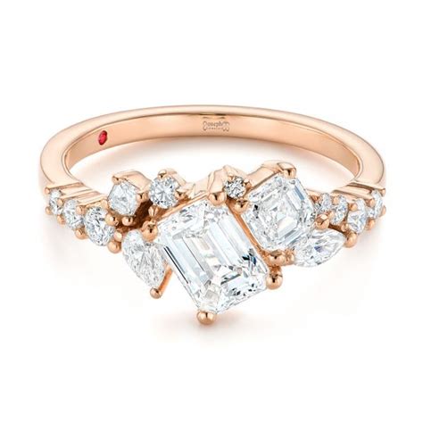 14k Rose Gold Custom Diamond Cluster Engagement Ring 104052 Seattle