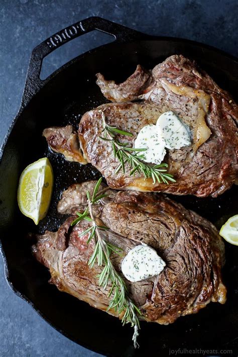 Pan Seared Ribeye Recipe With Herb Butter Easy Steak Dinner Idea