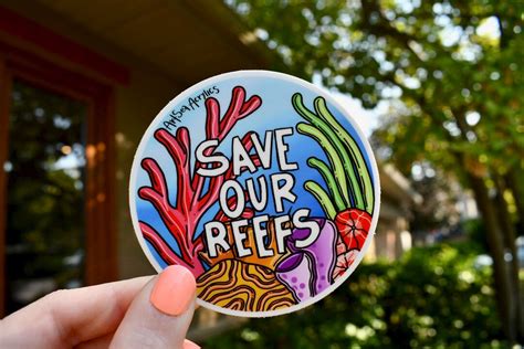 Save Our Reefs Sticker Coral And Ocean Conservation Sticker Etsy