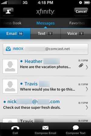 Stream all your channels at home. XFINITY Connect mobile app - the "Email" screen