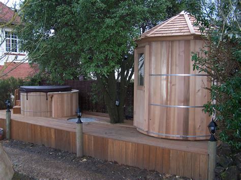 Sauna And Hottub Combo With Shower Outdoor Sauna Backyard Hot Tub