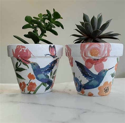 Set of 2-Hummingbird clay pots-3.5 inch Clay pots Clay | Etsy