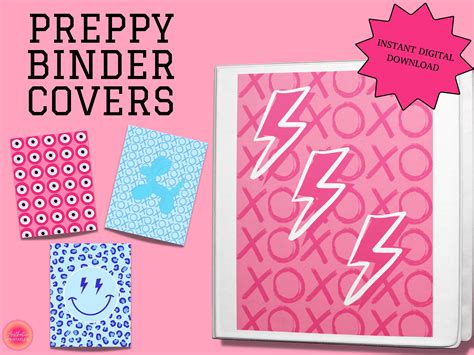 Preppy Binder Covers Printable Aesthetic Binder Covers Binder Cover