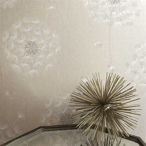 Delicate Floating Dandelion Cream Vinyl Wallpaper
