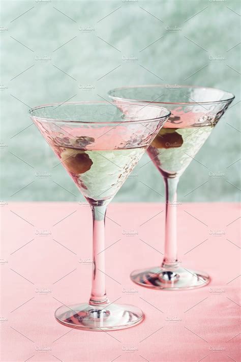 Martini Cocktail With Green Olive Featuring Alcohol Aperitif And Beverage Martini Cocktail