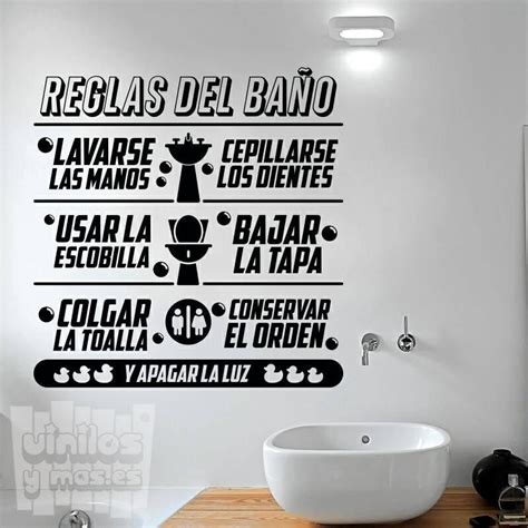Reglas Del Baño Vinilosymases Cheap Wall Stickers Wall Stickers