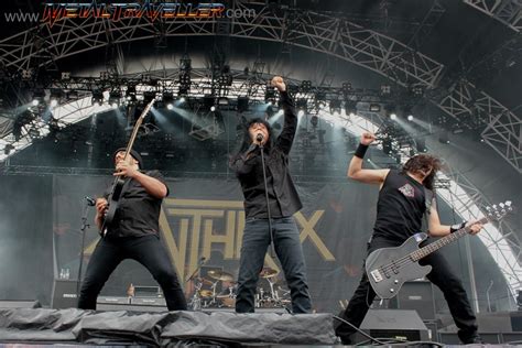 Scott ian, joey belladonna, frank bello and others. Anthrax live at The Snowhall Parc in Amneville, France ...