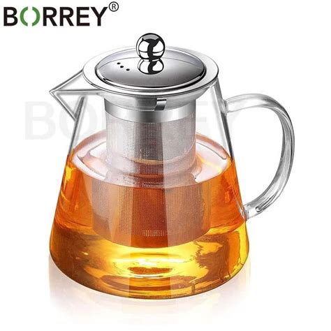 بوري الشاي إينفوسير وعاء مقاومة للحرارة أبريق شاي زجاجي كوب مع فلتر شاي بالأعشاب المزهرة وعاء