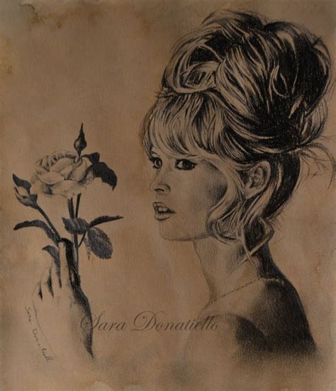 Brigitte Bardot Drawing Portait With Coffee And Charcoal