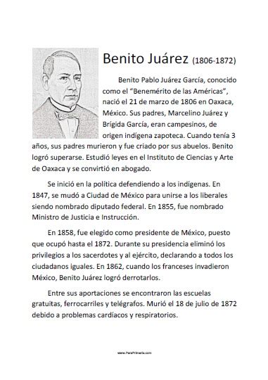Biografía De Benito Juárez Para Primaria