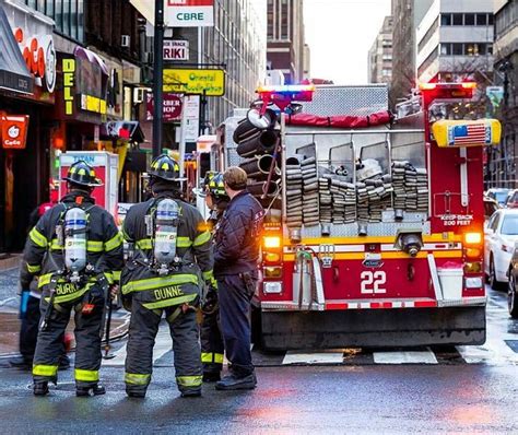 Fdny Firefighters From Engine 22 Seen Here Standing By At A Run On The