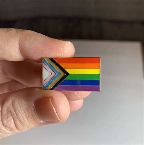 Progress Pride Flag Enamel Lapel Pin Back In Stock Etsy