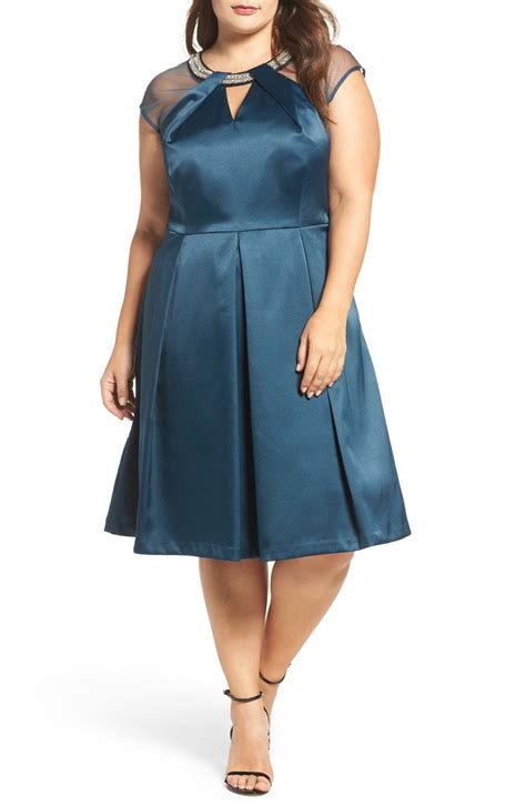 Brianna Embellished Fit And Flare Satin Dress Plus Size Nordstrom