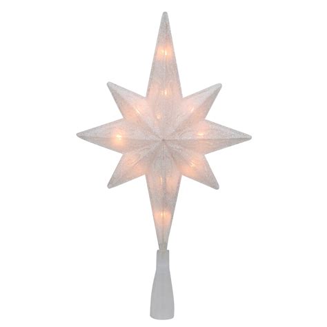 11 Lighted White And Gold Frosted Bethlehem Star With Scrolling