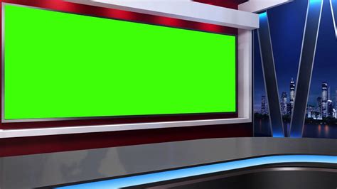 Large Screen Virtual Animated News Studio Background With Green Screen