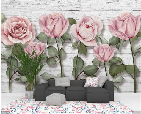 3d Rose Flower Wall Murals For Living Room Scenery Wallpaper Mural