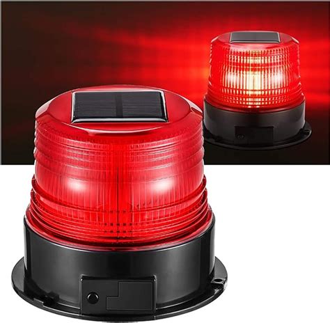 Solar Led Strobe Light Wireless Waterproof Flashing Red Beacon Lights