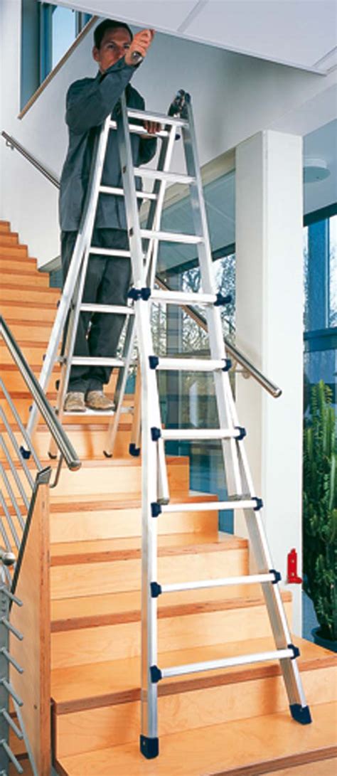 You can't use just any ladder on stairs. Zarges Z600 telescopic ladder 4-part 4 x 5 Rung, CSS Worksafe