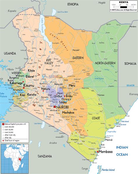 Kenya map geography of kenya map of kenya worldatlas com. Detailed Political Map of Kenya - Ezilon Maps