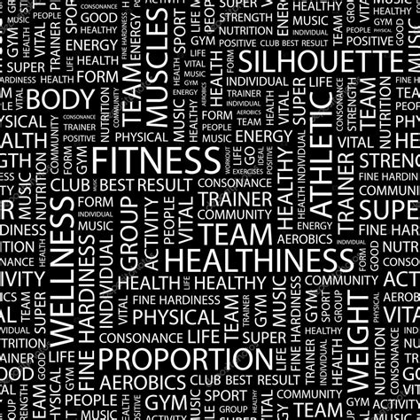 Fitness Seamless Vector Pattern With Word Cloud Stock Vector Image By