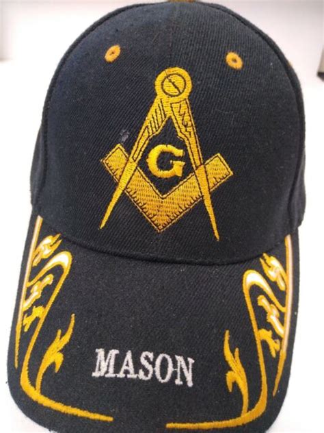 Masons Baseball Cap Black Hat With Golden Past Master Masonic Symbol