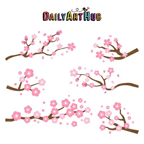 Cherry Blossom Clip Art Set Daily Art Hub Graphics Alphabets And Svg