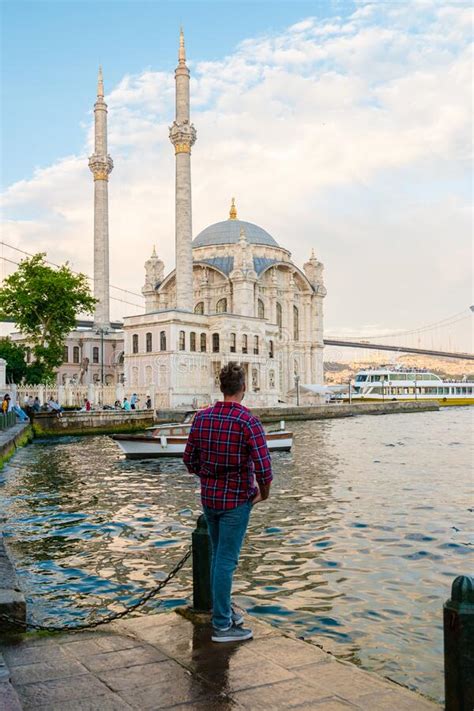 Istanbul Turkey The Bosphorus Bridge And The Ortakoy Mosque At Sunset