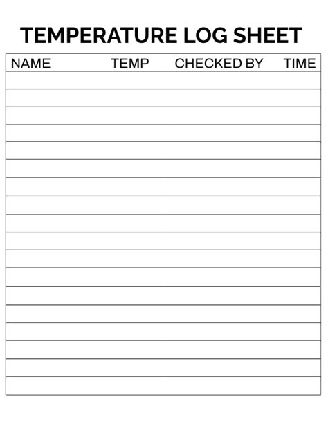 Temperature Log Sheet Template Postermywall