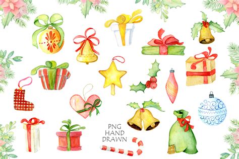 Christmas Watercolor Elements And Decorations 149692 Illustrations