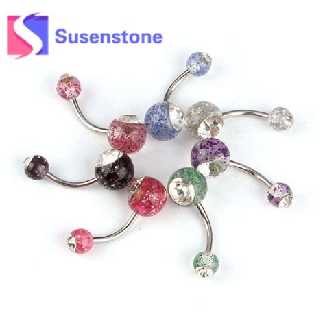 1pc Fashion Rhinestone Crystal Ball Belly Button Ring Bar Surgical Piercing Sexy Body Jewelry