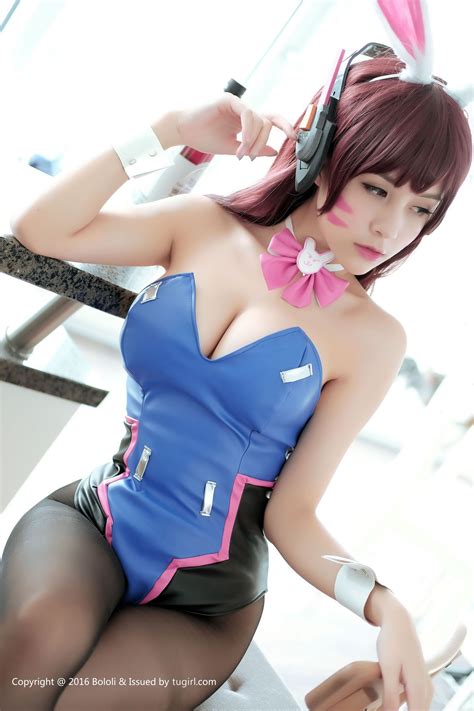 Wallpaper D Va Overwatch Cosplay Cleavage Asian Sitting Dyed Hair Hair Band Costumes